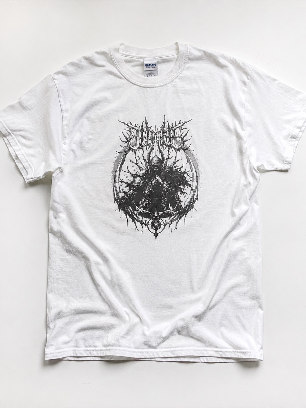 White Short Sleeve Tee with Black Graphic T-Shirt
